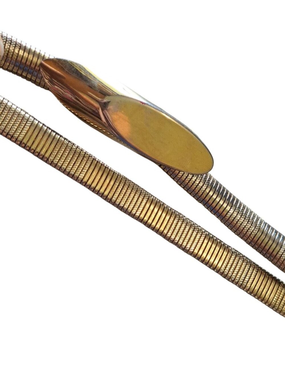Vtg 80's Snake Belt Metal Stretchy Belt Gold 2 Tone Women's Adjustable